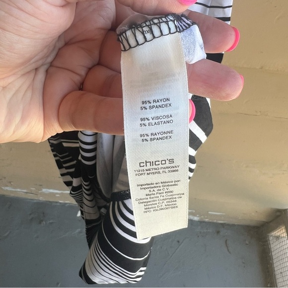 Chicos Sleeveless Maxi Dress Black White Stripes Stretch Womens SZ Medium - Picture 4 of 5